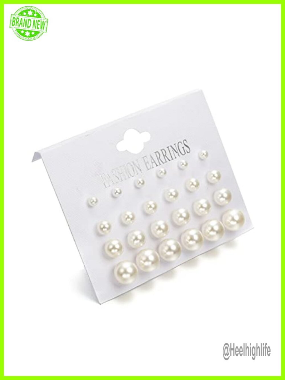 Simulated Pearl Stud Earrings Set 12 Pairs 4 Sizes Hypoallergenic